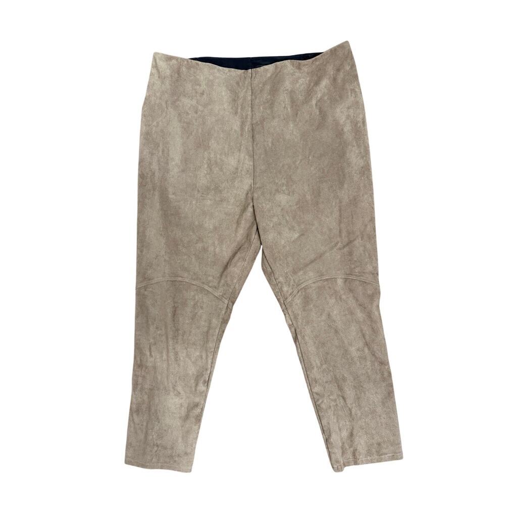 Lysse Moleskin Cropped Tan Pants Sz 1X Faux Suede